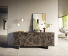Sideboard Cuor 180 cm Keramik Emperador Extra Lucidato Dunkelbraun 2 Türen 3 Schubfächer Fuß Schwebeoptik Edelstahl Bild 2