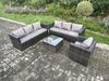 Fimous Rattan Gartenmöbel Sofa Set mit Sessel Quadratischer Couchtisch Indoor Outdoor 7-Sitzer Rattan Set Dunkelgrau Gemischt Bild 2