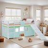 Hochbett Kinder 90x200 cm mit Lattenrost Rutsche Kinderbett Stockbett Vorhang Grün Leiter Holz Massiv Bild 3
