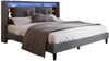 Polsterbett 140×200 cm aus Massivholz mit Matratze, LED-Beleuchtung und USB-Anschluss, grau Bild 5