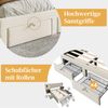 Bettanlage Schlafzimmer Komplett Set, Polsterbett Doppelbett 180×200 cm mit 2 Nachttischen und 4 Schubladen, Kopfteil Leselicht mit USB Ladefunktion, Beige, Samt (Ohne Matratze) Bild 4