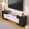 Lowboard, 145/30/51 cm, TV-Schrank, Fernsehtisch, Fernsehschrank für Wohnzimmer, stehend, glänzend Bild 3