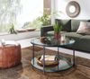 Couchtisch 80x80x45 cm Glas / Metall Wohnzimmertisch Rund Modern Bild 3