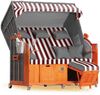 Strandkorb Hanse Ostsee Klassik XXL 2,5 Sitzer - Rot Weiß Blockstreifen Bild 1