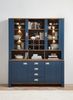 DIJON Buffetschrank in Parisian Blue, Haveleiche Cognac Optik - Vitrinenschrank mit LED-Beleuchtung und viel Stauraum - 163 x 201 x 45 cm (B/H/T) Bild 2