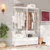 VOWNER Garderobenständer mit Sitzbank, Schublade & Kleiderstange, schmaler Flurgarderobe, (1 St), moderner Kleiderständer mit 2 Schubladen & stabiles Schuhregal Bild 4