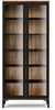 Dmora Vitrine Hudhud, Glas-Sideboard, Mehrzweckvitrine, Hängendes Bücherregal mit Glastüren, 89x36 h203 cm, Schwarz und Walnuss Bild 5