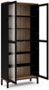 Dmora Vitrine Hudhud, Glas-Sideboard, Mehrzweckvitrine, Hängendes Bücherregal mit Glastüren, 89x36 h203 cm, Schwarz und Walnuss Bild 4