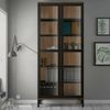 Dmora Vitrine Hudhud, Glas-Sideboard, Mehrzweckvitrine, Hängendes Bücherregal mit Glastüren, 89x36 h203 cm, Schwarz und Walnuss Bild 2