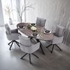 Esstisch mit 4 Stühlen Set Essgruppe Polsterstühle Drehbar Stoff Grau Esszimmertisch Oval Modern Metall Braun Schwarz Bild 4