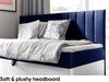 MEBLINI Kinderbett mit Bettkasten MAYA 2 80x200 – H3/Blau Samt Gepolstert Einzelbett mit Matratze - Polsterbett mit Stauraum - Bett mit Kopfteil – Stauraumbett Bild 3