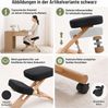 Kniestuhl HWC-Q46, Sitz-/Kniehocker höhenverstellbar Rollen Stoff/Textil (200g/m²) Holz ~ braun Bild 2