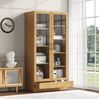 Vitrine 80 x 40 x 160 cm aus MDF und Glas, mit Schublade, Türen und versetzten Fächern Bild 4