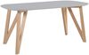 Essgruppe 5-tlg. Tisch 180x90 aus MDF Grau + 4 Stühle aus Eichenholz Textil Grau Bild 5