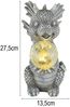 LED Solarleuchte, Drache mit Glaskugel, grau, H 27,5 cm Bild 3