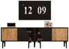 KLAM HOME Lowboard Lowboard TV Unterschrank 160cm Mit 4 Schrankfächern (Für Fernseher Bis 65 Zoll In Naturholz Und Schwarz), Modernes Wohnzimmermöbel Mit 7 Beinen Und 45kg Tragkraft Bild 1