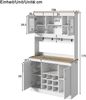 Merax 175cm Küchenbuffet Buffetschrank mit Aufsatz, Küchenschrank mit Glastüren, Weinregal und Hakenleiste, großer Geschirrschrank Vorratsschrank Küchenschrank, Weiß + Holzfarbe Bild 4