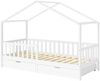 Bellabino 'Bia' Hausbett 80x160 cm mit 2 Schubladen, weiß, Kiefer Massivholz, Montessori Kinderbett mit Stauraum, inkl. Rausfallschutz und Lattenrost Bild 2