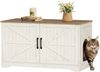 Katzenklo Schrank, Katzenklo Versteckt Schrank Möbel, 100 x 50 x 55 cm, Katzenhaus Holz, Katzenschrank Beistelltisch mit Seiteneingang, Bauernhausstil, für Wohnzimmer, Braun und Weiß Bild 2