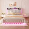 Polsterbett mit Leinenstoff, LED & USB-Anschluss, 140x200 cm, Beige, ohne Matratze Bild 5