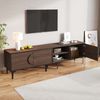 TV-Lowboard 180 cm in dunkler Walnussholzoptik, modernes TV-Möbel mit schwarzem Rahmen, Fernsehunterschrank mit 3 Türen und offenen Ablagefächern, TV-Board für Wohnzimmer Bild 3