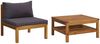 vidaXL 2-tlg. Garten-Sofagarnitur mit Dunkelgrauen Kissen Akazienholz 316284 Bild 2