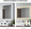 EMKE LED Badspiegel 70x50cm Kaltweiß/Warmweiß Licht, Knopfschalter, Beschlagfrei, IP44 Wasserdicht Wandspiegel Bild 3
