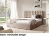 MEBLINI Polsterbett 180x200 mit Lattenrost ohne Matratze – BALEARO – Hellbraun Samt – Doppelbett mit Bettkasten - Stauraumbett - Kopfteil Bett mit Stauraum Bild 3