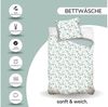 MTOnlinehandel Bettwäsche Eukalyptus, Blumen, Blätter, Zweige 100 % Baumwolle, Mako-Satin, 2 teilig, sanft, weich für Teenager & Erwachsene, Partnerbettwäsche Bild 3