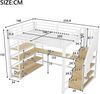 Merax Hochbett Kinderbett 140x200cm Jugendbett mit Treppe, integriertem Schreibtisch, Staufächern, USB-Ladestation und LED-Licht, Weiß Bild 4