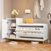 Schuhschrank mit Sitzbank Weiß/Gold, 100x38x68 cm, Hochglanz mit herunterziehbarem Schuhregal Bild 3
