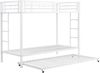 Etagenbett 90x200 cm Metall mit Ausziehbett, hohem Rausfallschutz, EN747-konform, modernes weißes Design Bild 5