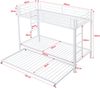 Etagenbett 90x200 cm Metall mit Ausziehbett, hohem Rausfallschutz, EN747-konform, modernes weißes Design Bild 4