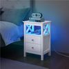 Yaheetech Nachttisch mit Steckdosen & einstellbarer LED, Nachtschrank Beistelltisch, Weiß Bild 3