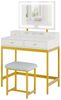 Mondeer Schminktisch Schminktisch mit Hocker, LED-Spiegel (3 Lichtmodi), Stauraum & Wellendesign, 80x45x132 cm Bild 4