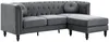 Vente-unique - TURNER Sofa SamtStoff Grau - B 144 cm x H 78 cm x L 222 cm Bild 3