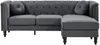 Vente-unique - TURNER Sofa SamtStoff Grau - B 144 cm x H 78 cm x L 222 cm Bild 2
