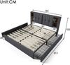 Merax Doppelbett mit Kabellosem Laden USB C& 4 Schubladen , Polsterbett Beleuchtung Bettgestell 160x200cm, Grau Leinen (Ohne Matratze) Bild 4