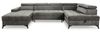 AX LIVING Grau Eckcouch mit Schlaffunktion Arkucio U 345cm modernes L Bild 2