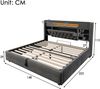 Merax Polsterbett 140x200cm mit Hydraulischem Bettkasten & LED Beleuchtung, Bettgestell mit USB/Type-C Ladefunktion, Kopfteil mit Regal & Stauraum, Leinenstoff, Grau Bild 4