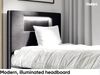 MEBLINI Kinderbett mit Bettkasten GARETH 1 100x200 Links – H3/Schwarz Samt Gepolstert Einzelbett mit Matratze - Polsterbett mit Stauraum - Bett mit Kopfteil – Stauraumbett Bild 3