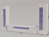 Dmora Ausgestattete Wand Aslhey, TV-Ständer-Wohnzimmerset, Mehrzweck-Wohnzimmermöbel mit LED-Licht, 100 % Made in Italy, 290 x 40 x 162 cm, glänzendes Weiß, Bild 5