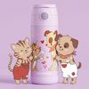 BEARFOOT Trinkflasche Thermo Kinder Trinkflasche Edelstahl - Hund & Katze lila, Thermosflasche, auslaufsicher, Edelstahl, Kinderflasche, BPA-frei Bild 2