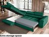 MEBLINI Schlafcouch mit Bettkasten - MALIBA - 277x203x63cm Links - Grün Samt - Ecksofa mit Schlaffunktion - Sofa mit Relaxfunktion und Kopfstützen - Couch L-Form - Eckcouch - Wohnlandschaft Bild 4