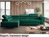 MEBLINI Schlafcouch mit Bettkasten - MALIBA - 277x203x63cm Links - Grün Samt - Ecksofa mit Schlaffunktion - Sofa mit Relaxfunktion und Kopfstützen - Couch L-Form - Eckcouch - Wohnlandschaft Bild 3