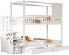 Etagenbett Kinderbett 90*200cm, Massivholz Doppelbett, Hausform mit Fenstern, Sicherheitszaun-Design, Mit Aufbewahrungsschubladen und Sicherheitsleiter, Weiß Bild 5
