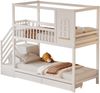 Etagenbett Kinderbett 90*200cm, Massivholz Doppelbett, Hausform mit Fenstern, Sicherheitszaun-Design, Mit Aufbewahrungsschubladen und Sicherheitsleiter, Weiß Bild 4
