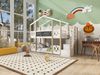 Etagenbett aus Holz, Baumhaus-Design mit Treppe & Stauraum, 96x256x205 cm, Weiß/Natur, ohne Matratze Bild 4