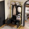 Kompaktgarderobe 78 x 38,5 x 180,5 cm mit Spiegel, Schuhschrank und Metallhaken Bild 3