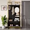 Kompaktgarderobe 78 x 38,5 x 180,5 cm mit Spiegel, Schuhschrank und Metallhaken Bild 2